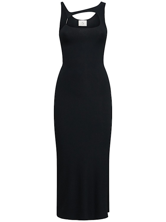 Lama Jouni: Cutout viscose blend jersey long dress - Black - women_0 | Luisa Via Roma