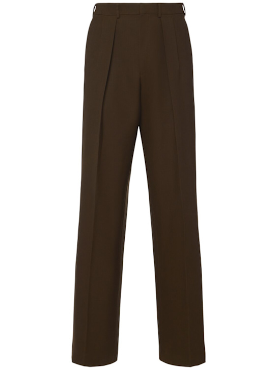 Tom Ford: 高腰斜纹裤子 - Olive Brown - men_0 | Luisa Via Roma