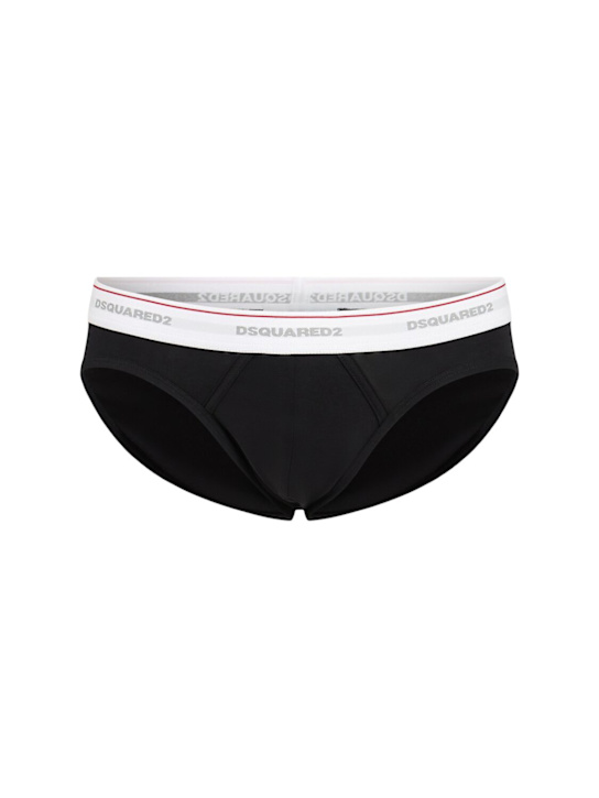 Dsquared2: Pack of 3 cotton blend briefs - Black - men_0 | Luisa Via Roma
