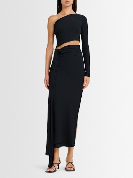 Lama Jouni: Stretch jersey long skirt - Black - women_1 | Luisa Via Roma