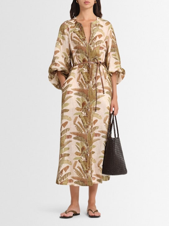 Zimmermann: Ascension linen midi dress - women_1 | Luisa Via Roma