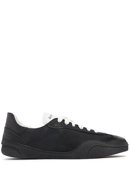 Acne Studios: Bars leather sneakers - Black - men_0 | Luisa Via Roma