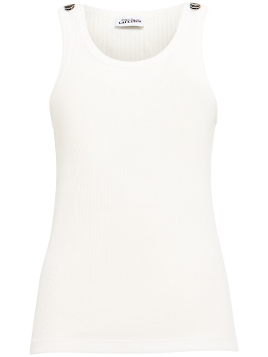 Jean Paul Gaultier: Ribbed cotton tank top - White - women_0 | Luisa Via Roma