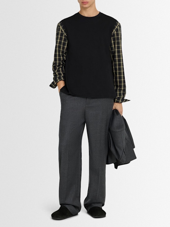 Eenk: Contrast cotton & linen top - Black - men_1 | Luisa Via Roma