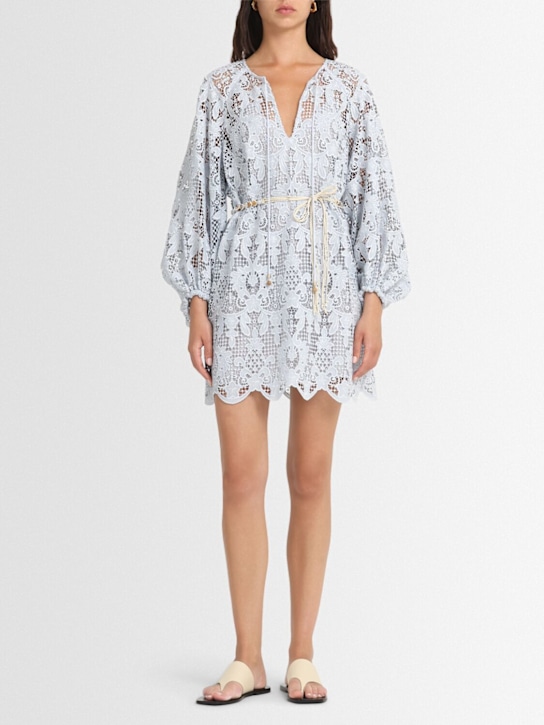 Zimmermann: Ascension lace mini dress w/ belt - women_1 | Luisa Via Roma