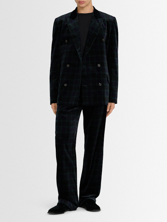 Eenk: Cotton velvet straight pants - Navy - men_1 | Luisa Via Roma