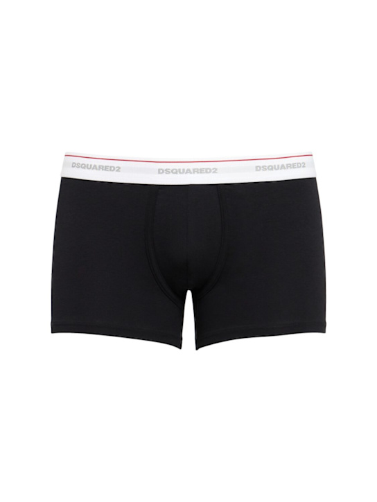 Dsquared2: Pack of 3 cotton blend boxer briefs - Black - men_0 | Luisa Via Roma