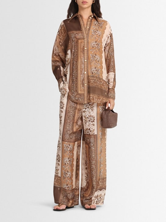 Zimmermann: Camicia Lucky in seta - Chocolate/Multi - women_1 | Luisa Via Roma