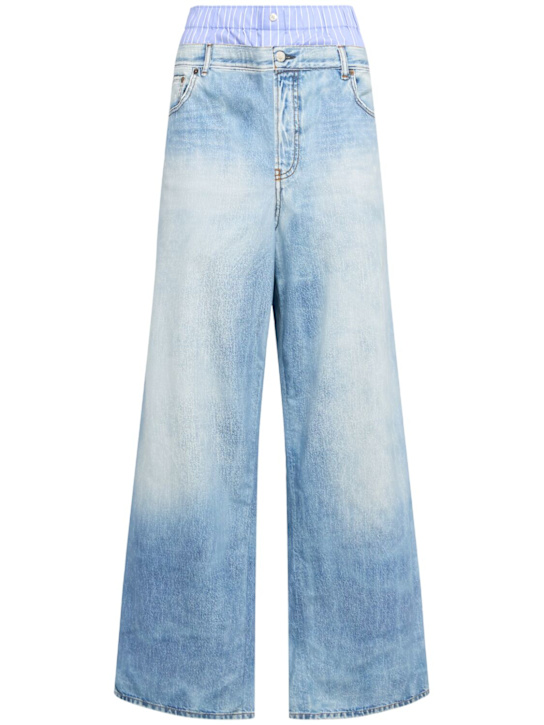 Acne Studios: Pubblea wide jeans w/double waistband - Blue - women_0 | Luisa Via Roma