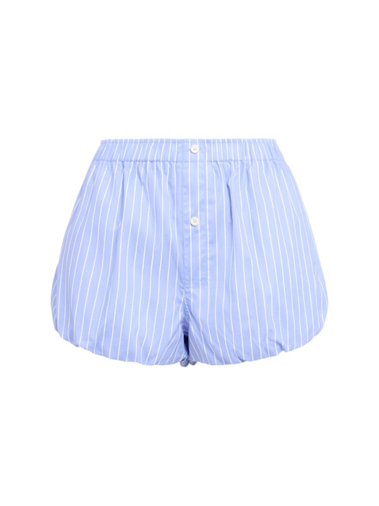 Acne Studios: Pebby pinstriped cotton boxer shorts - White/Blue - women_0 | Luisa Via Roma