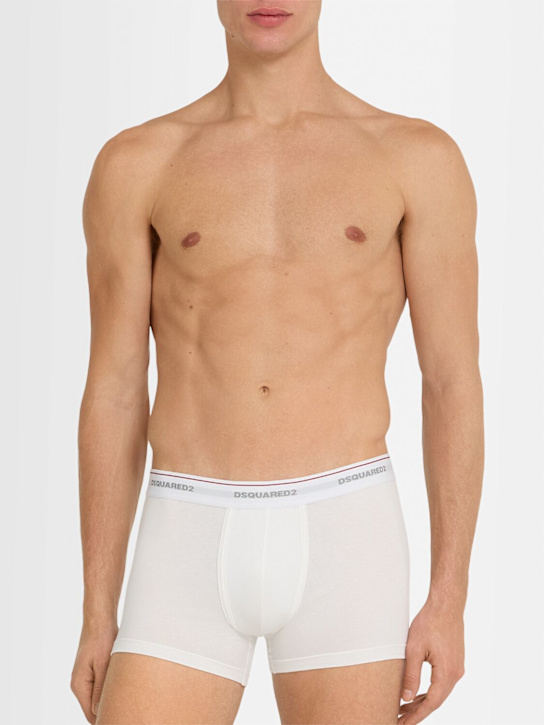 Dsquared2: Pack of 3 cotton blend boxer briefs - White - men_1 | Luisa Via Roma