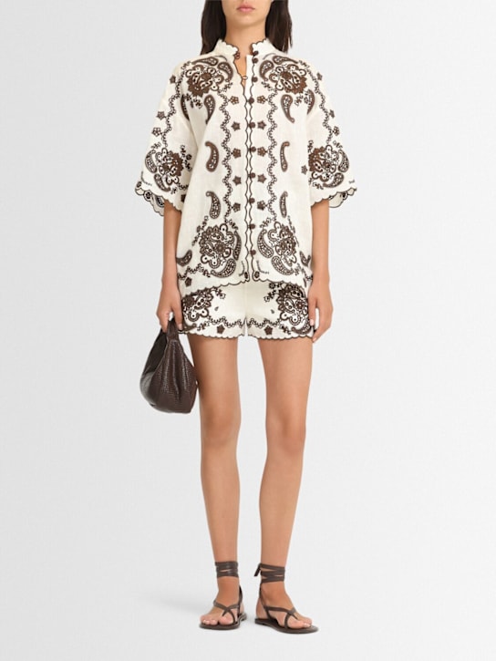 Zimmermann: Ascension embroidered linen shirt - women_1 | Luisa Via Roma