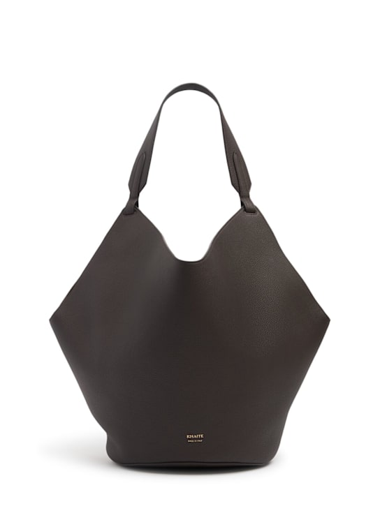 Khaite: LVR Exclusive medium Lotus suede bag - Espresso - women_0 | Luisa Via Roma