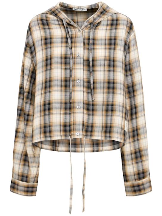 Acne Studios: Sip hooded checked oversize shirt - women_0 | Luisa Via Roma