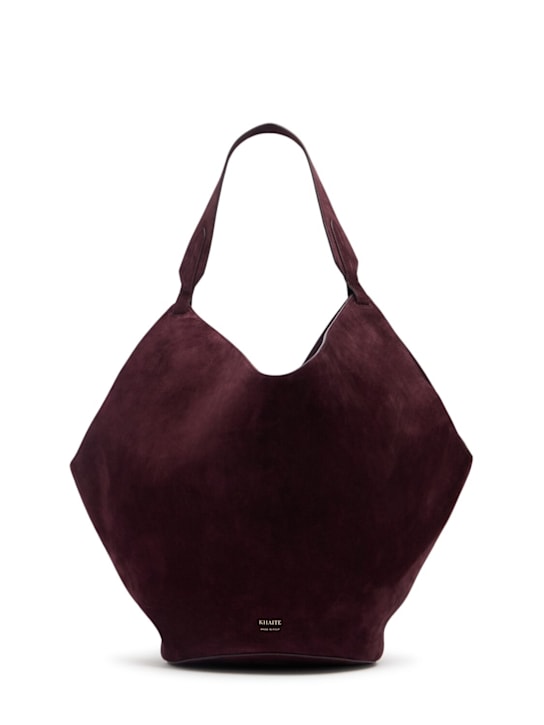 Khaite: Medium Lotus suede tote bag - Rouge Noir - women_0 | Luisa Via Roma