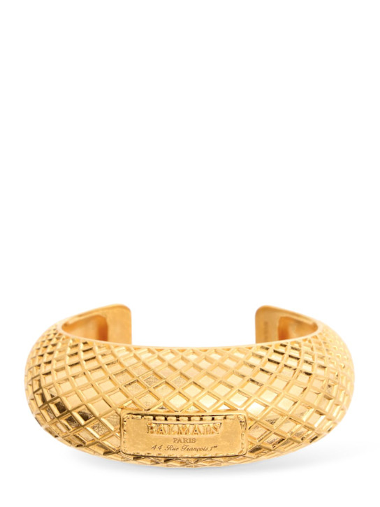 Balmain: Signature Grid brass bracelet - men_0 | Luisa Via Roma
