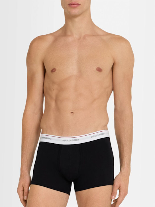 Dsquared2: Pack of 3 cotton blend boxer briefs - Black - men_1 | Luisa Via Roma