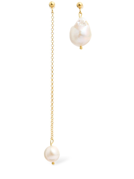 Magda Butrym: Asymmetrical pearl earrings - White/Gold - women_0 | Luisa Via Roma
