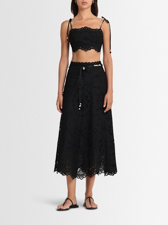 Zimmermann: Rhiannon embroidered midi skirt - women_1 | Luisa Via Roma