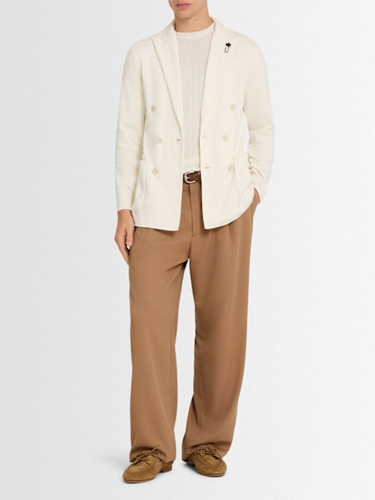 Lardini: Double breasted cotton knit blazer - men_1 | Luisa Via Roma