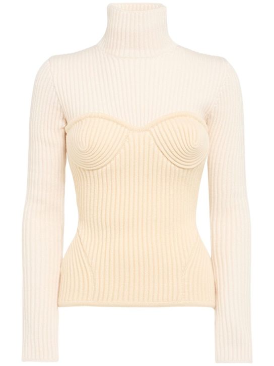 Jean Paul Gaultier: Bicolor wool corset sweater - women_0 | Luisa Via Roma