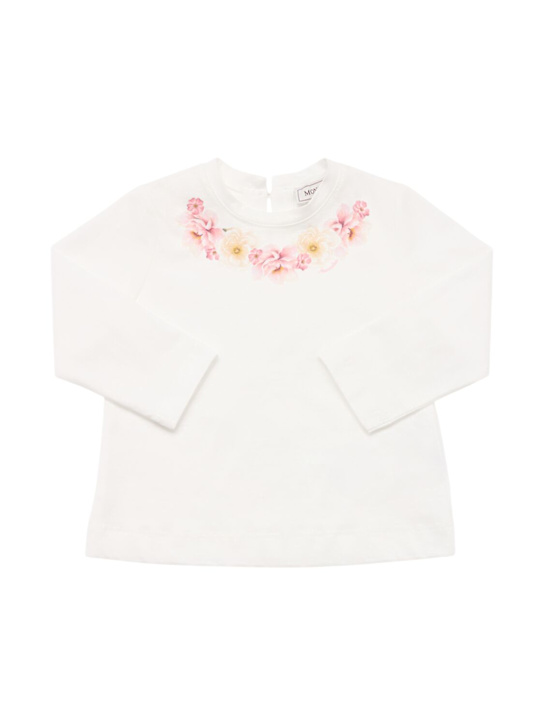 Monnalisa: Printed cotton jersey t-shirt - ホワイト - kids-girls_0 | Luisa Via Roma