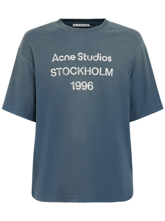 Acne Studios: Exford 1996 cotton blend t-shirt - Dark Blue - men_0 | Luisa Via Roma