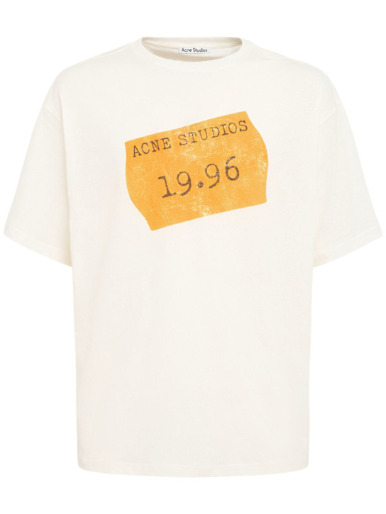Acne Studios: Edra Sticker Midsummer unisex t-shirt - White - men_0 | Luisa Via Roma
