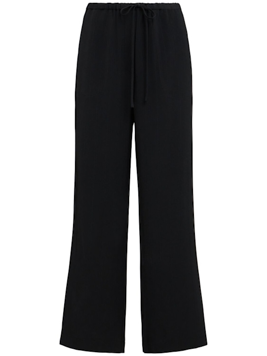Toteme: Woven stripe drawstring pants - Black - women_0 | Luisa Via Roma