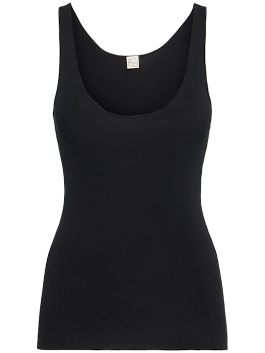 Toteme: Knit organic cotton tank top - Black - women_0 | Luisa Via Roma