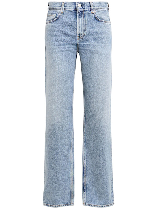Toteme: Low rise straight cotton denim jeans - Blue - women_0 | Luisa Via Roma