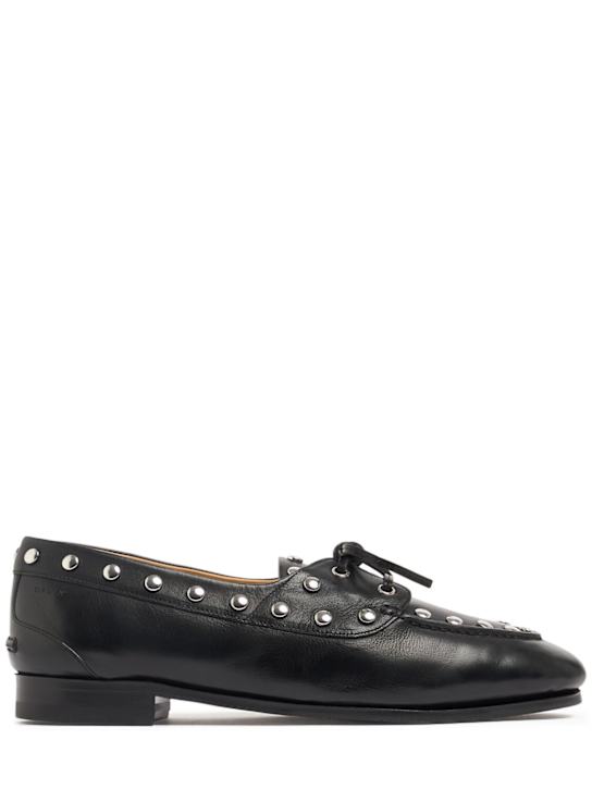 Bally: 10mm Pathy studded leather loafers - Black - women_0 | Luisa Via Roma
