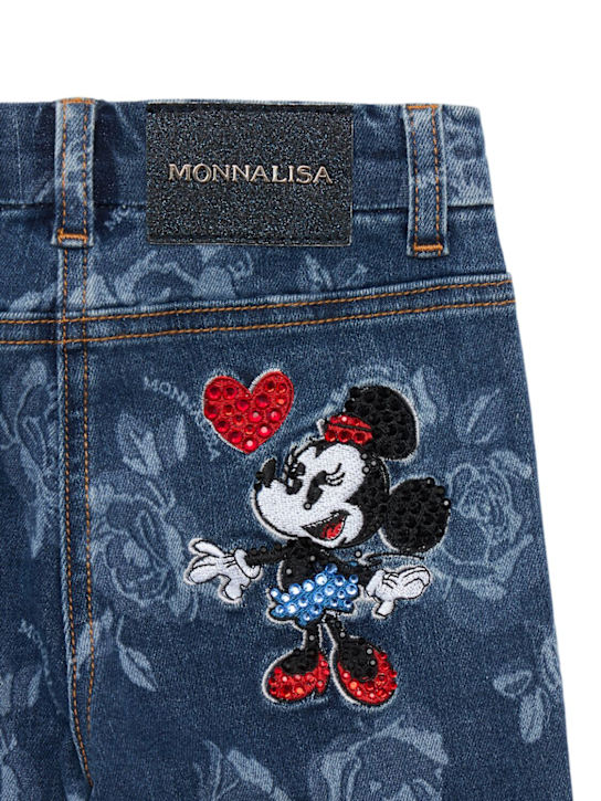 Monnalisa: Printed cotton blend denim jeans - デニム - kids-girls_1 | Luisa Via Roma