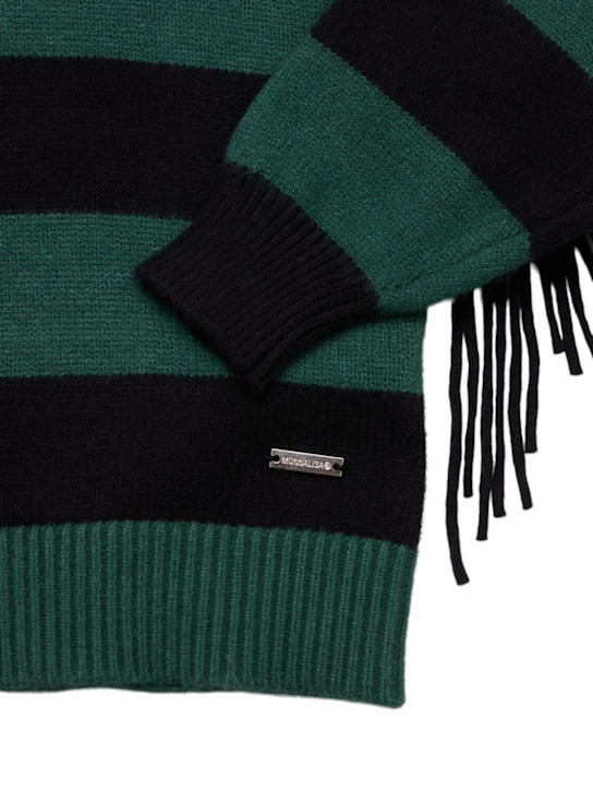 Monnalisa: Maglia collo alto in misto viscosa - Nero/Verde - kids-girls_1 | Luisa Via Roma