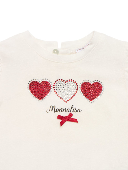 Monnalisa: T-shirt in jersey di cotone stampato - Bianco - kids-girls_1 | Luisa Via Roma
