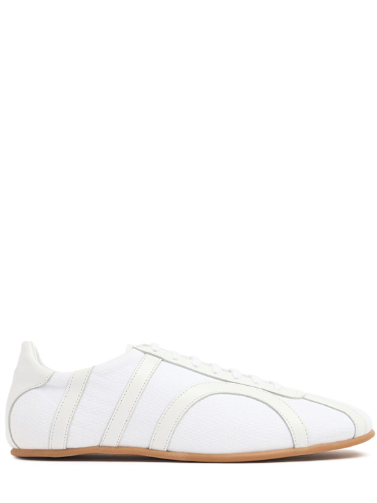 Toteme: Canvas lace-up sneakers - White - women_0 | Luisa Via Roma