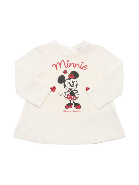 Monnalisa: Minnie printed cotton jersey t-shirt - White - kids-girls_0 | Luisa Via Roma