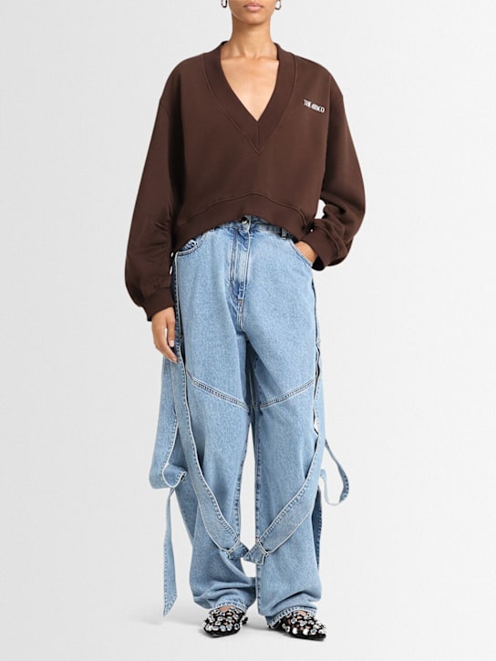 The Attico: Washed denim wide leg jeans - Blue - women_1 | Luisa Via Roma