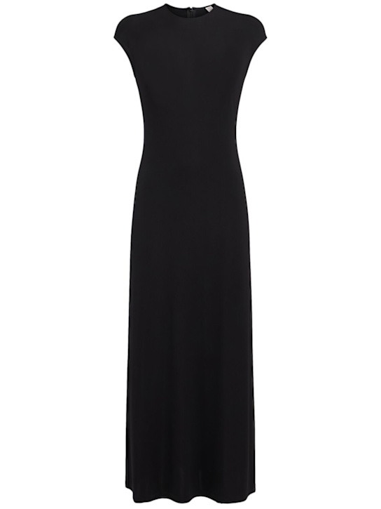 Toteme: Viscose blend everyday long dress - Black - women_0 | Luisa Via Roma
