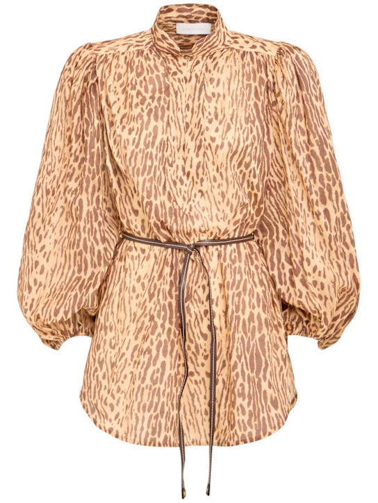 Zimmermann: Cascadian cotton tunic top - Leopard - women_0 | Luisa Via Roma