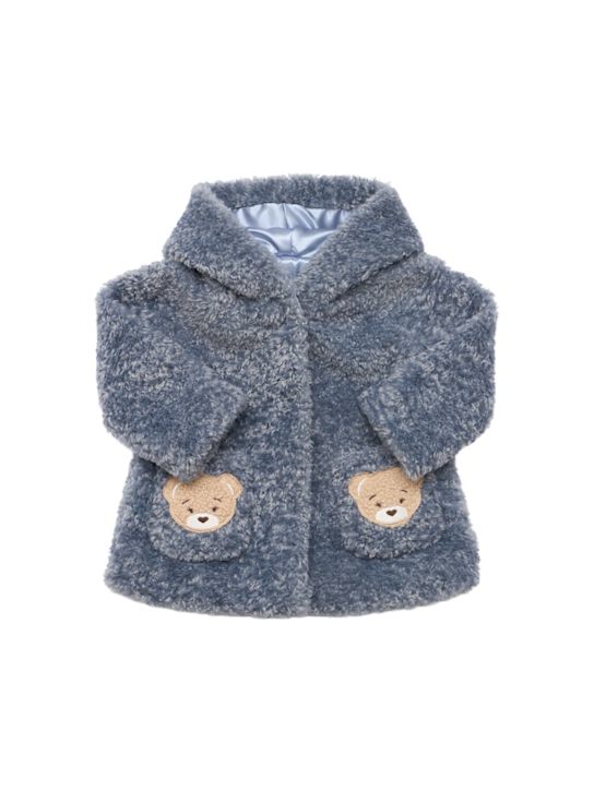 Monnalisa: Poly teddy coat - ライトブルー - kids-girls_0 | Luisa Via Roma