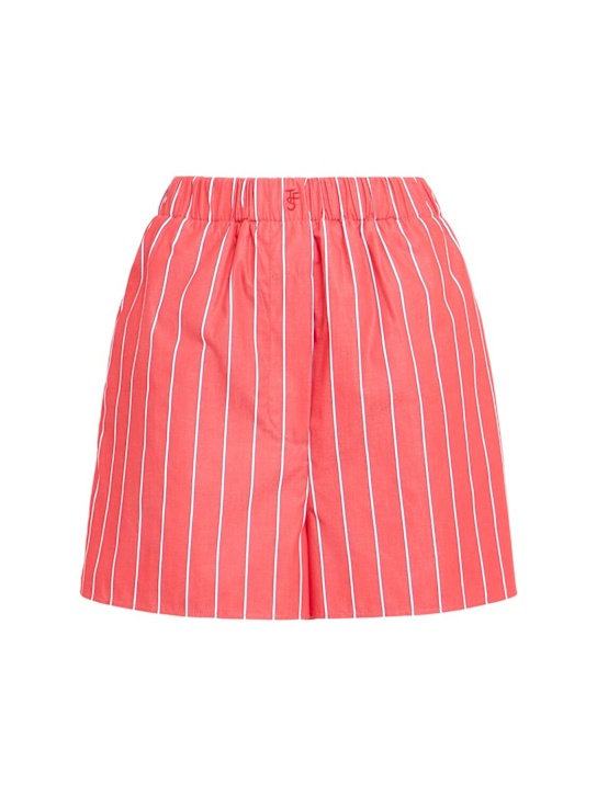 The Frankie Shop: Lui striped cotton poplin shorts - Red/White - women_0 | Luisa Via Roma