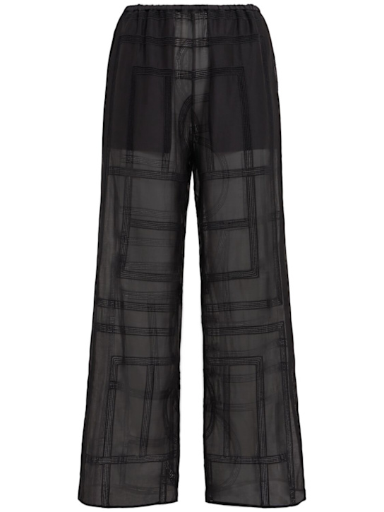 Toteme: Monogram cotton & silk pajama pants - Black - women_0 | Luisa Via Roma