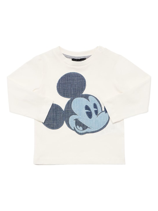 Monnalisa: Mickey Mouse cotton jersey t-shirt - ホワイト - kids-boys_0 | Luisa Via Roma