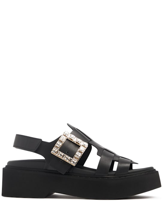 Roger Vivier: Viv Rangers High Strass leather sandals - Black - women_0 | Luisa Via Roma