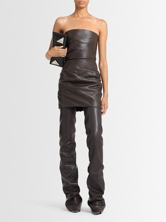 The Attico: Leather strapless mini dress - Dark Brown - women_1 | Luisa Via Roma