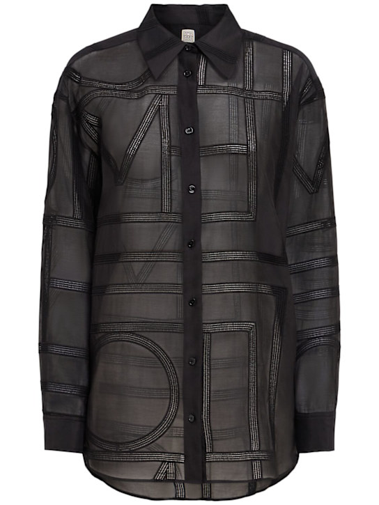 Toteme: Classic organic cotton blend shirt - Black - women_0 | Luisa Via Roma