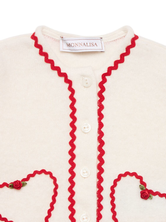 Monnalisa: Wool blend knit cardigan - White - kids-girls_1 | Luisa Via Roma