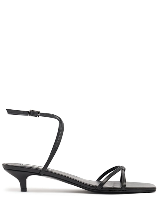 Toteme: 35mm Leather crossover sandals - Black - women_0 | Luisa Via Roma