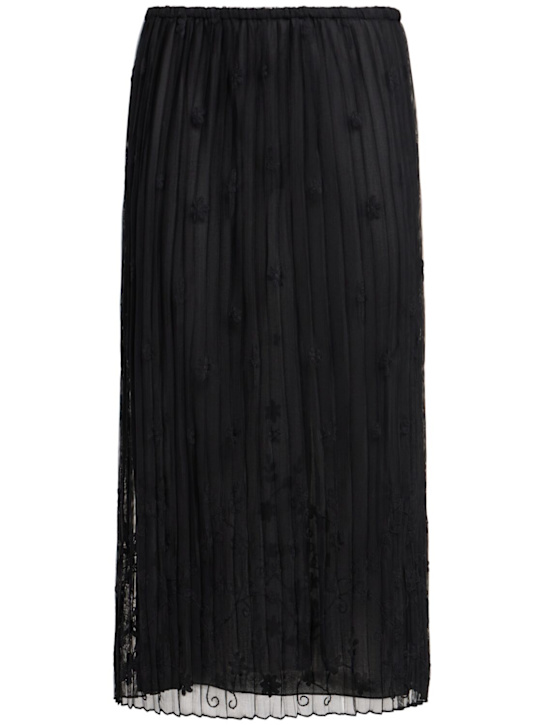 Toteme: Flower embroidered tulle long skirt - Black - women_0 | Luisa Via Roma